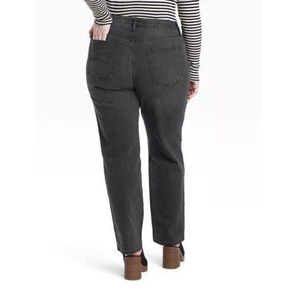Universal Thread Black Jeans Women Sz 26 High Rise Straight Vintage Stretch NEW - Picture 2 of 12